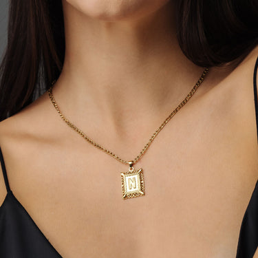 Gold Necklace for a woman - Vintage Initial Necklace - Woman Necklace - Letter Necklace Necklace Gold / A Brother & Sisters